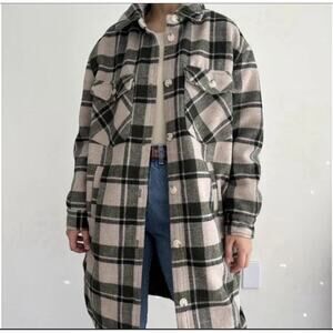 NWT Blank NYC Prime Time BLong Oversized Shacket Plaid Size Small Shirt Jacket